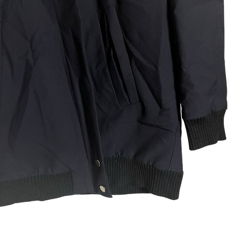 Maje Dark Blue Raccoon Fur Trim Hooded Sherpa Parka Coat Size Large - Picture 6 of 10